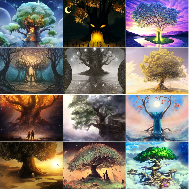 

Diamond Painting Embroidery Tree Diy Landscape Cross Stitch Home Decoration Painting 5D Mosaic Full Diamond Art Wall Stickers