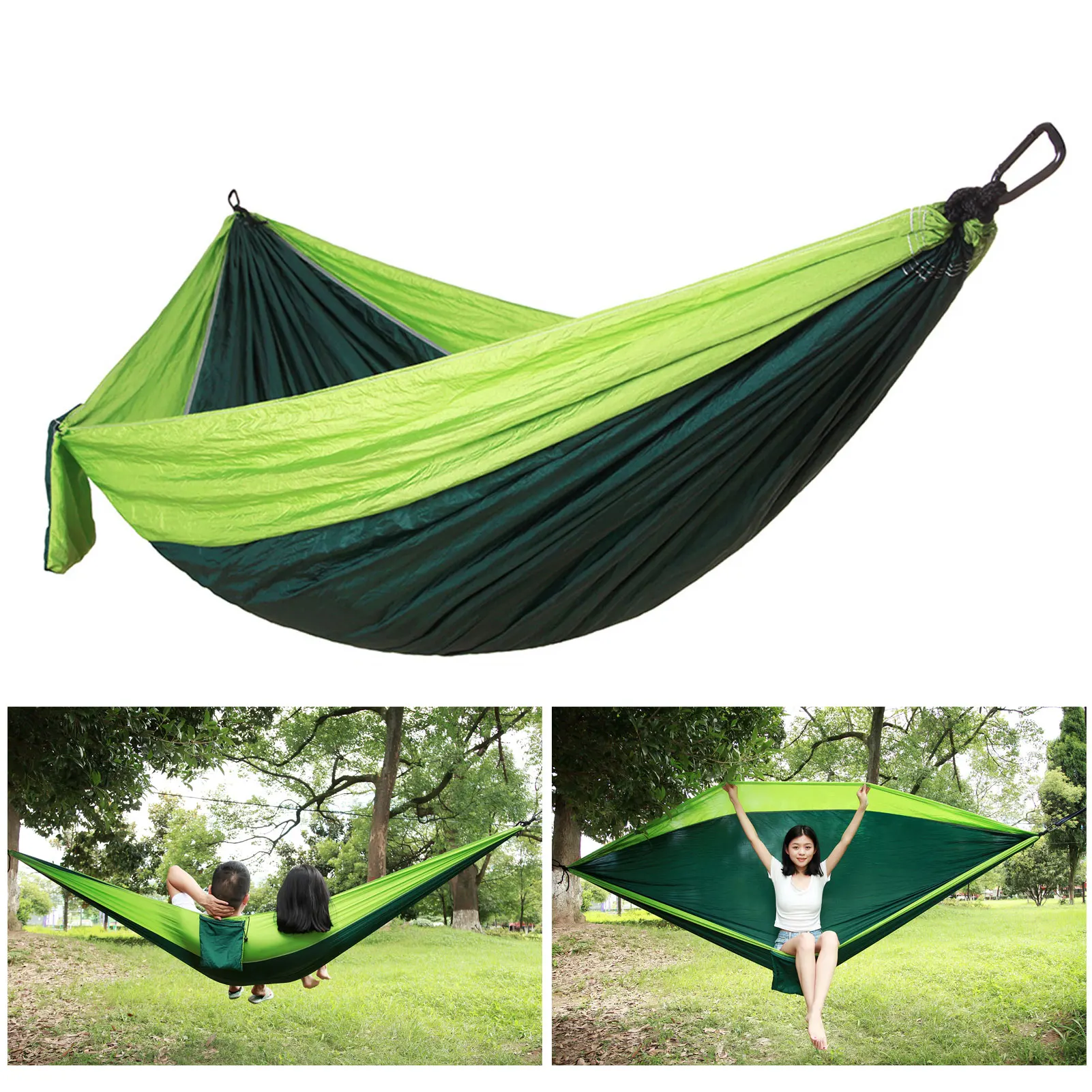 

Portable Outdoor Hiking Hammock Nylon Parachute with Tree Straps Carabiners Camping Climbing Backpacking Travel Hammock