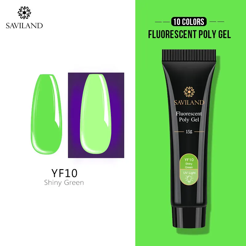 YF10 SAVILAND 15 мл неоновые, флюоресцентные накладные ногти, полигель, двойная форма, Быстросохнущий полигель, строительный гель для наращивания пальцев - Цвет: YF10