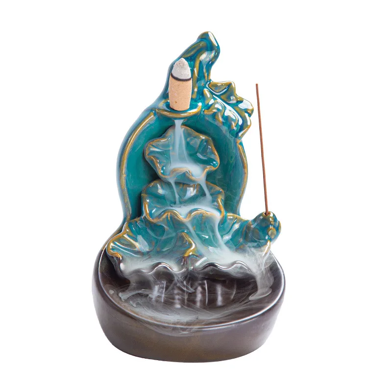 

Purple Clay Backflow Incense Burner Creative Flowing Water Ornaments Zen Incense Burner Ceramic Crafts Lotus Incense Burner