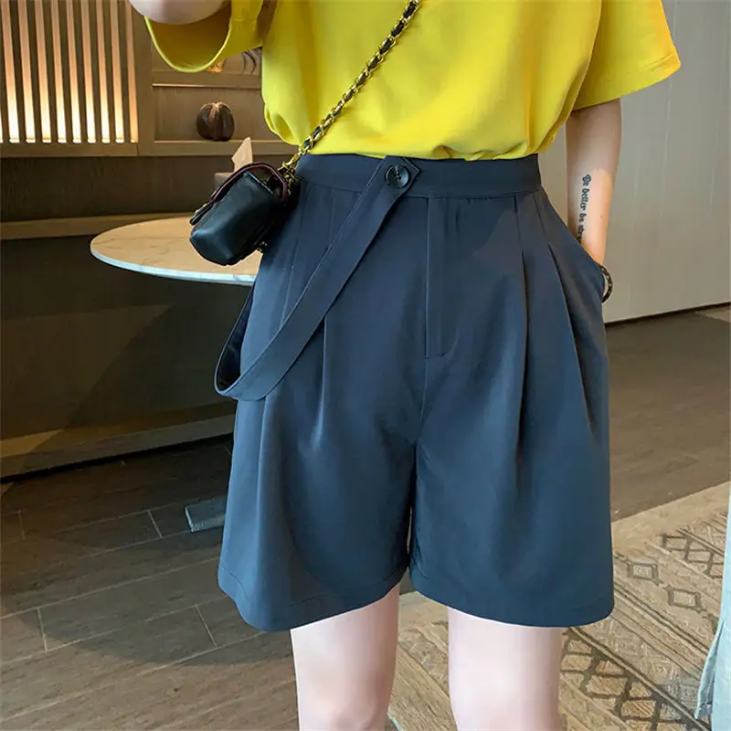 

Summer Fashion High Waist All-match Short Trousers for Women BF Style Loose Straight Shorts Womens Oversize Basic Streetwear New