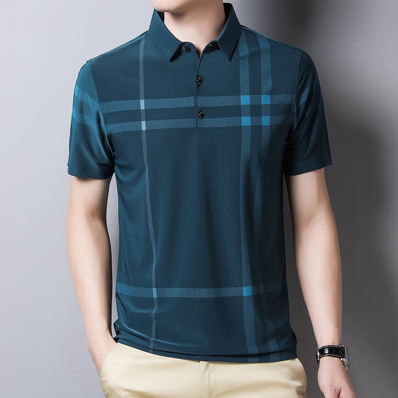 

Business Mnner Shirt Sommer Dnne Smart Casual Lose Weiche Atmungsaktive Anti-falten Kurzarm Plaid Mnner Tees tops Homme