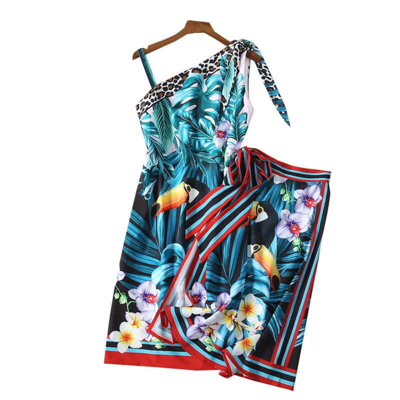 Модный комплект из двух предметов с леопардовым принтом попугая женское