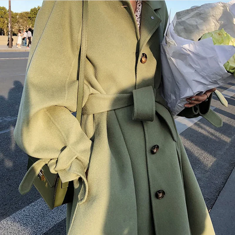

2020 Hot Style Ladies' Trench Coats Winnter Fashion Medium Length Warmth Woolen Overcoats For Women