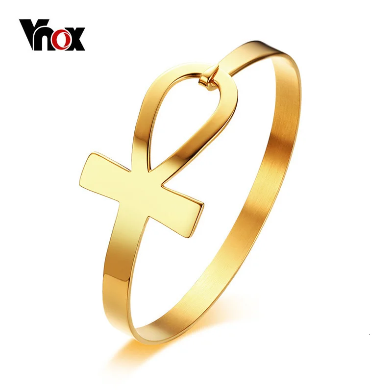 Vnox браслет Ankh Cross для женщин из нержавеющей стали ключ браслет жизни браслет женский Египетский религиозный ювелирный 2," Диаметр