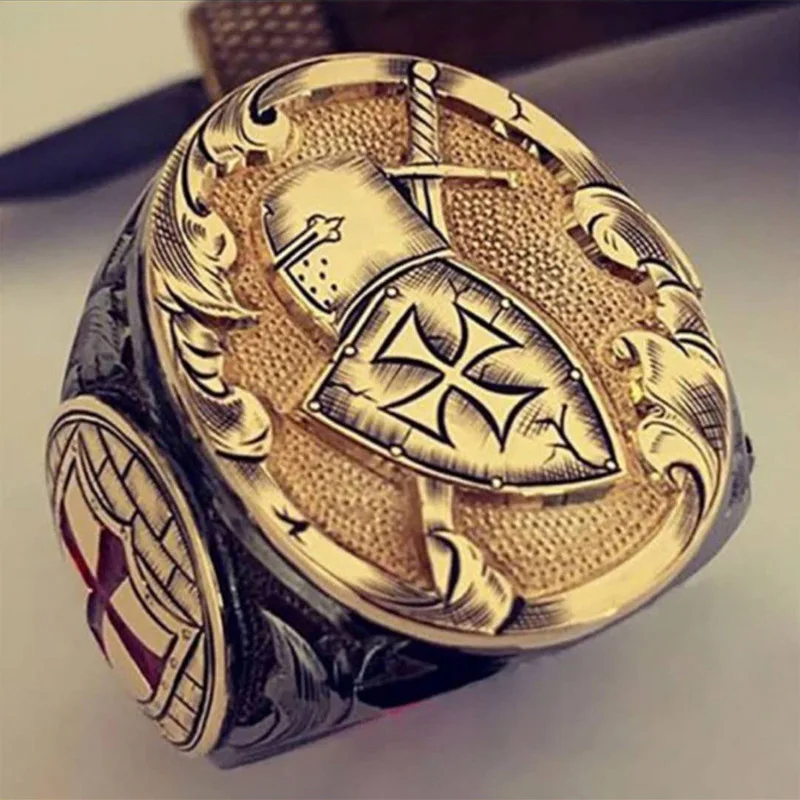 FASHION GOLD COLOR ARMOR SHIELD KNIGHT TEMPLAR CRUSADE SIGNET RING VINTAGE MEDIEVAL RINGS FOR WOMEN MEN PUNK JEWELRY ON -> ЗОЛОТОЙ КАРМАННЫЙ КОЛЬЦО ВИНТАЖНОГО СРЕДНЕВЕКОВЬЯ СИМВОЛА РЫЦАРЯ ТЕМПЛЯРА В СТИЛЕ ПАНК ДЛЯ МУЖЧИН И ЖЕНЩИН