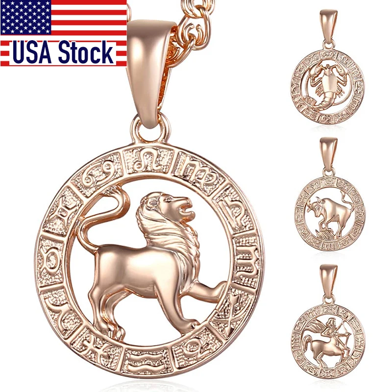 Ожерелье с подвеской 12 знаков зодиака для женщин и мужчин ожерелье из розового