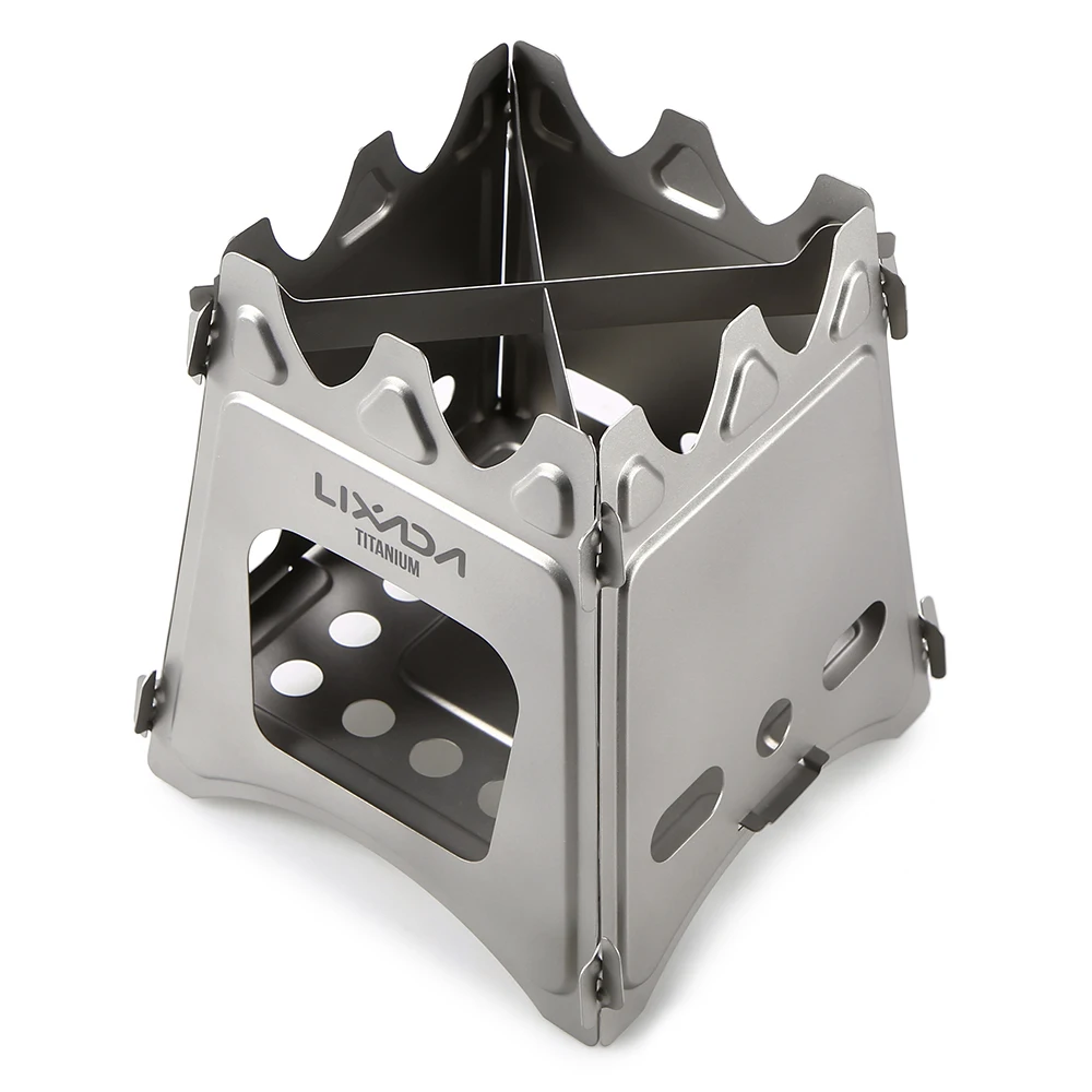 

Lixada Compact Folding Titanium Wood Stove with 750ml Water Cup Mug for Outdoor Camping Cooking Picnic