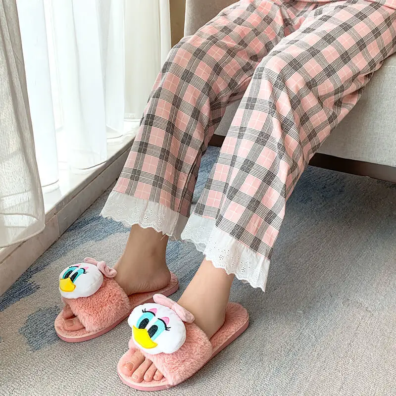 

Women Pajama Sets Long Sleeve Top and Pants Plaid Print Lace V-Neck Lovely Sleepwear Home Females Cotton Sweet Loose Pyjamas New