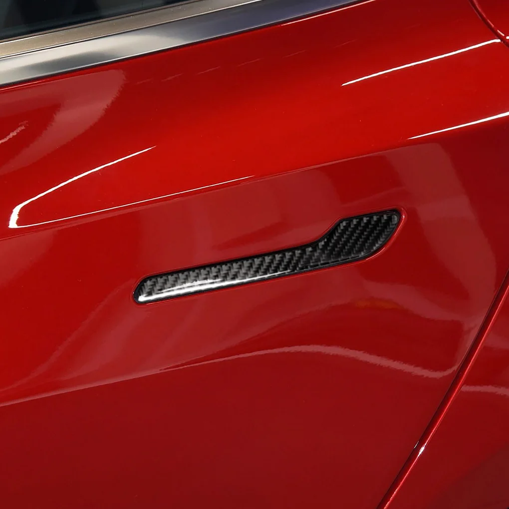 

Replacement For Tesla Model 3 4pcs/set Left Right Exterior Door Handle Cover Outer Door Grips Carbon Fiber Trim