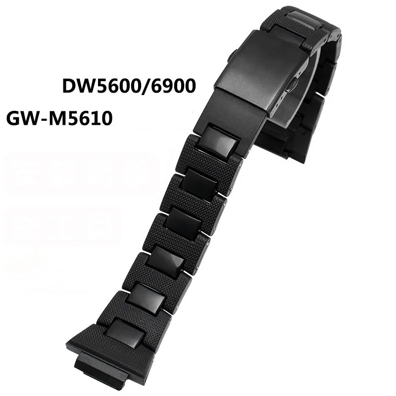 

Black Plastic Strap For GSHOCK DW-5600 DW6900 DW9600 GW-M5610 watchband Stainless with Steel Buckle Men Bracelet Accessories