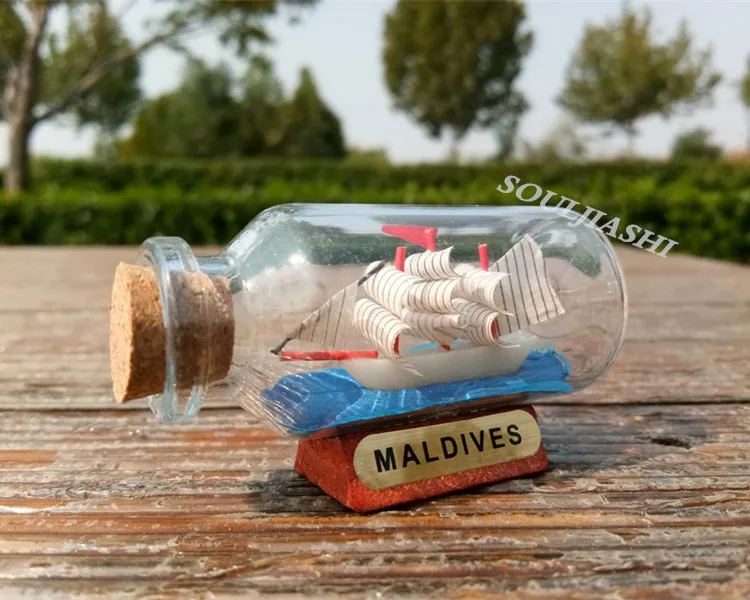 Maldives souvenir cork glass bottle wishing bottle sailing boat drifting bottle