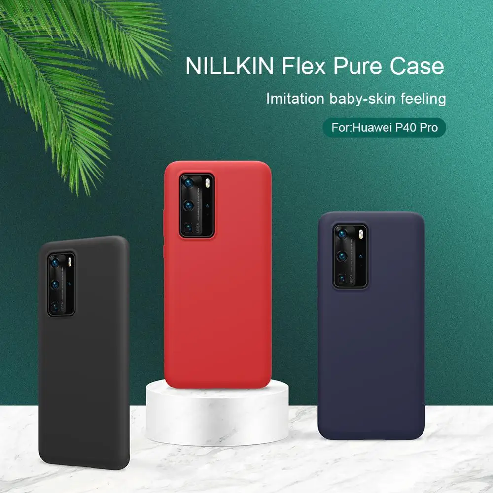 

For Huawei P40 Pro Mobile Cell Phone Solid Color Nillkin Flex Pure Back Cover Liquid Silicone Soft Case Shell