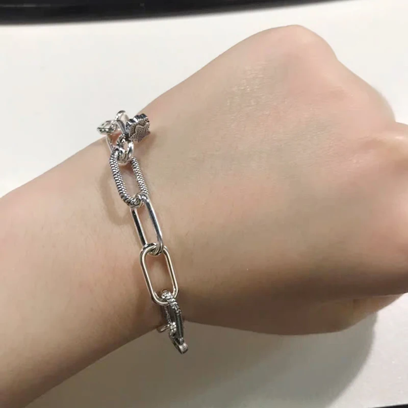 

New design 100% Sterling Silver women bracelet Me series tie bracelet temperament simple female lovely gift DIY jewelry