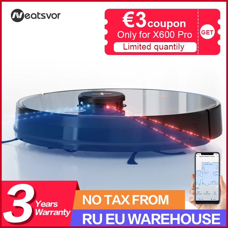 Робот пылесос NEATSVOR X600 Pro 6000 па Мощное всасывание автоматическая зарядка лазерная