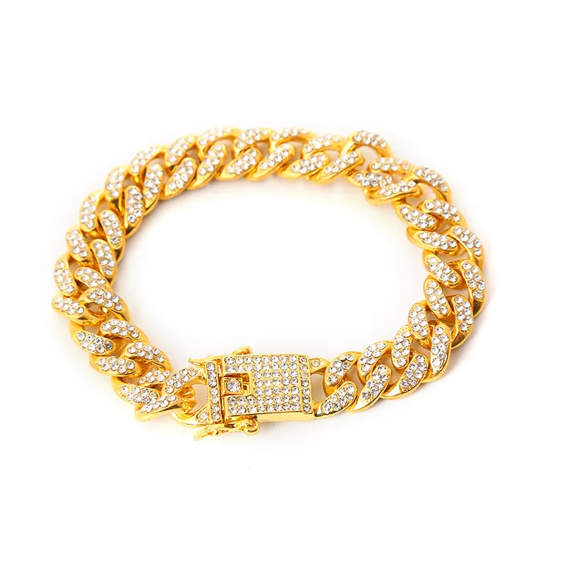 

European and American fashion men's bracelets, hip hop men's Cuban gold bracelets, fashion men's new bracelets