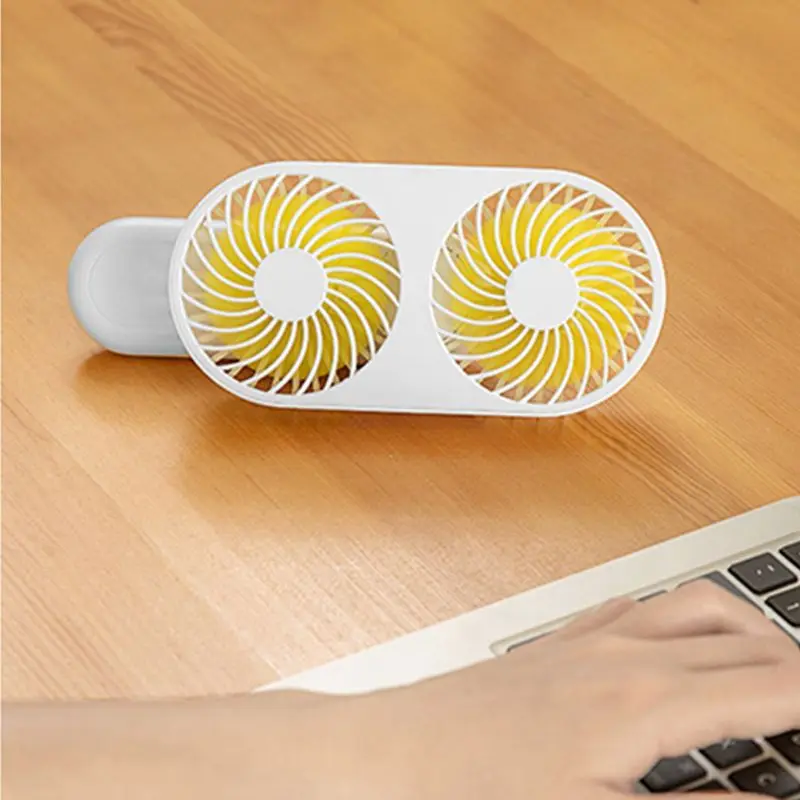 

3 Speed Adjustable Mini Handheld Fan Portable USB Rechargeable Dual Head Cooling Fan Desktop Air Cooler for Outdoor Office