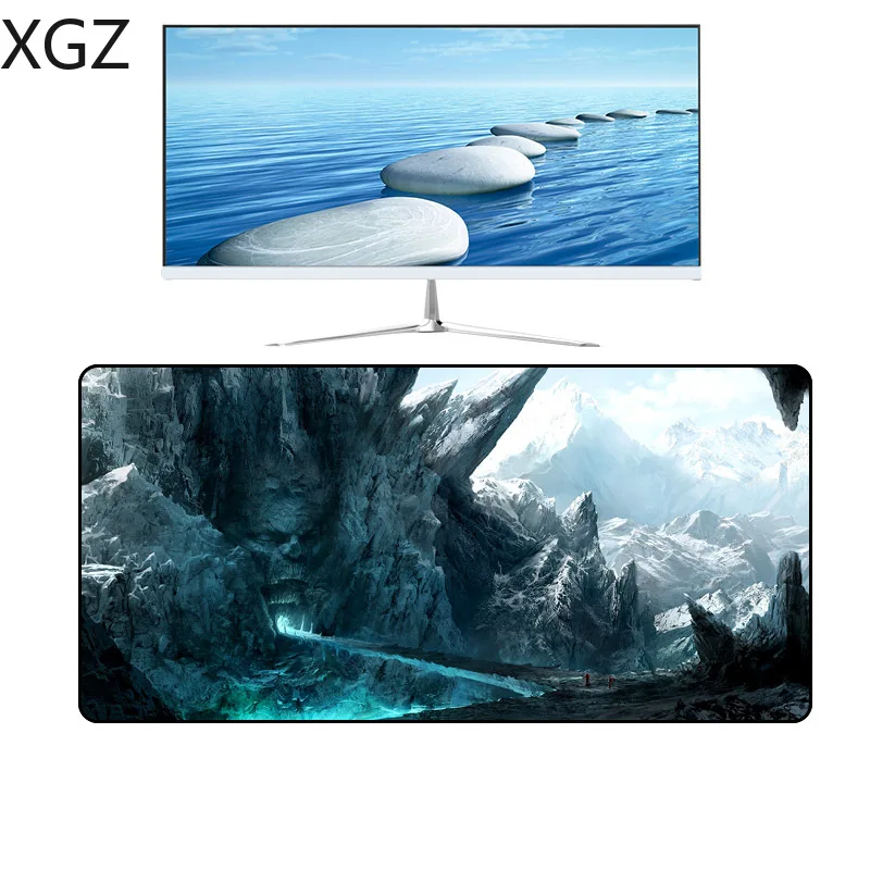 Популярный большой игровой коврик для мыши XGZ Fantasy Ice World черный моющийся с