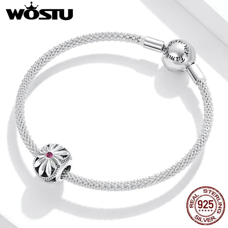 WOSTU New Little Daisy Beads 925 Sterling Silver Flower Charms Pendant Fit DIY Bracelet Necklace Lovely Jewelry Gift FIC1688 | Украшения и