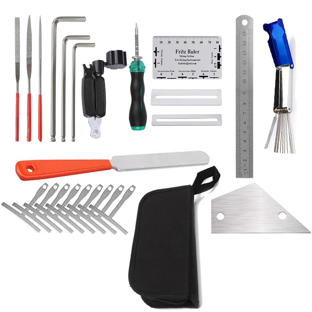 

Guitar Repairing Tools Maintenance Tool Kit File Scale Leveling Ruler Repairing Tools Bag for Guitar Ukulele