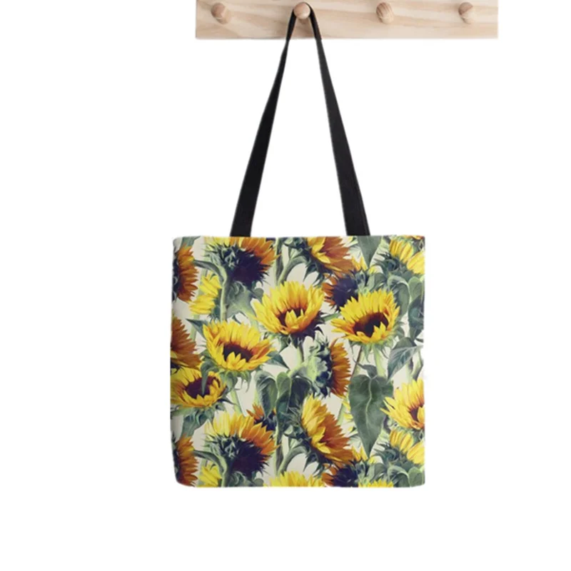 

Женская холщовая сумка-шоппер с принтом «подсолнухи навсегда»