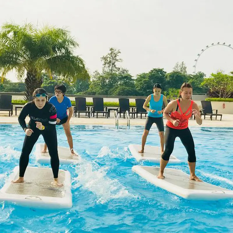 

Голубой надувной плавающий коврик для йоги, нескользящий коврик, воздушные подушки, подушка для акробатического трека с воздушным насосом, весло для гимнастики