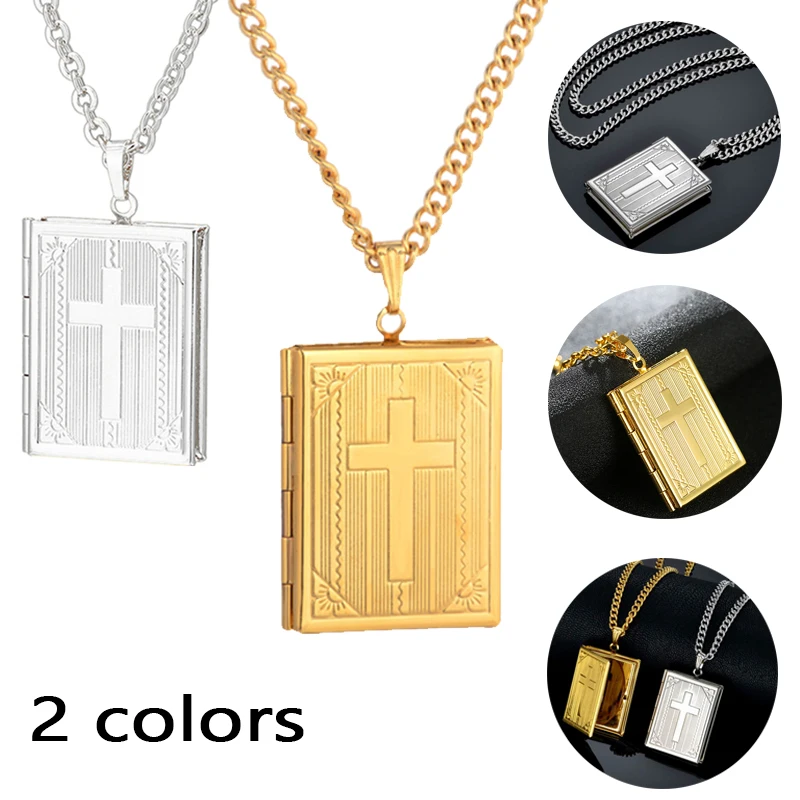 

3 Styles Gold Color Islam Allah Muslim Necklace Quran Book Openable Pendant Necklace Photo Locket Box Necklace Religion Jewelry