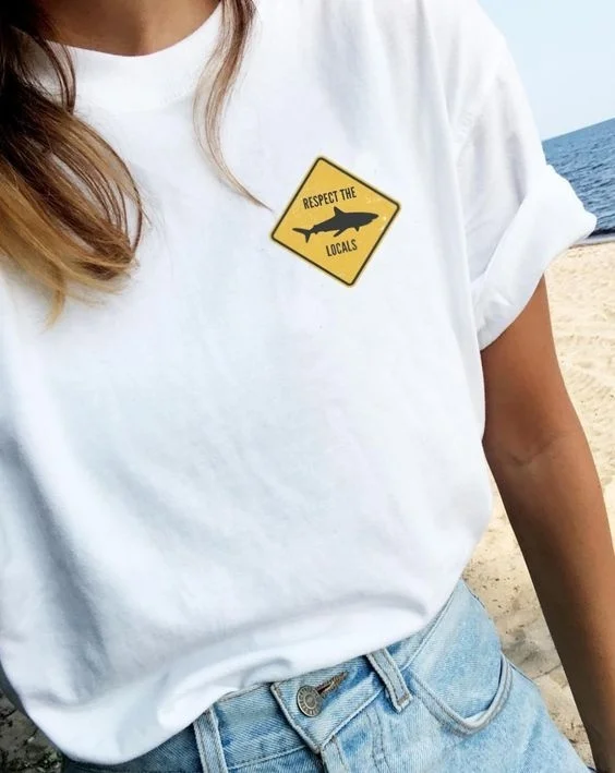 

Starqueen-JBH respect the locals Graphic Tee Summer Fashion 100% Cotton Casual Funny unisex white t-shirt