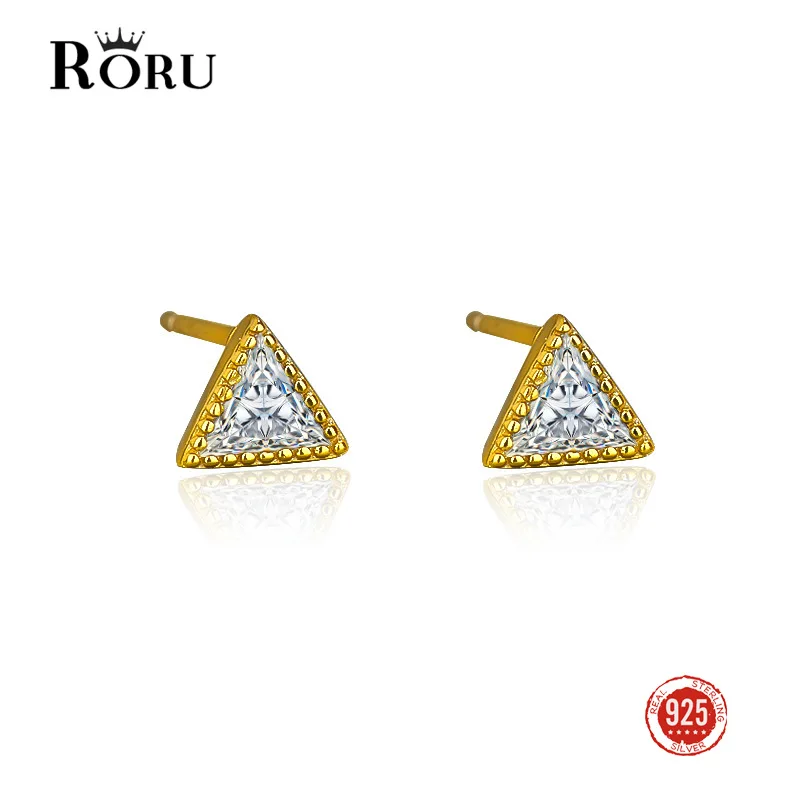 

925 Sterling Silver Triangle Stud Earrings Cubic Zircon for Women Simple Geometric Design Cubic Zircon Earring Fine Jewelry