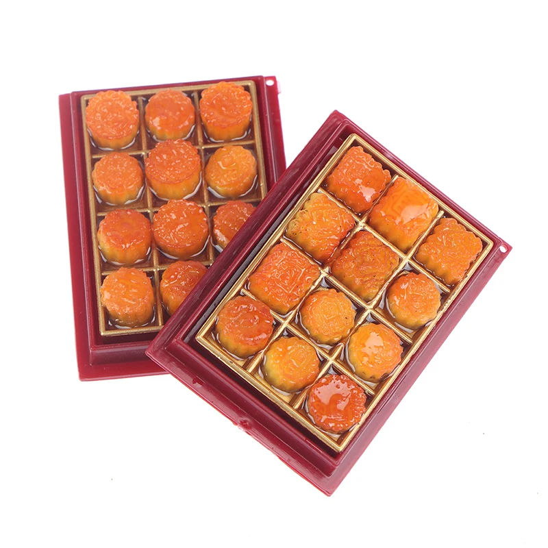 

1 Box Miniature Mid-Autumn Festival Mooncake Chocolate Mini Model Play Kitchen Food Toy 1:6 Or 1:12 Model Doll Scenarios