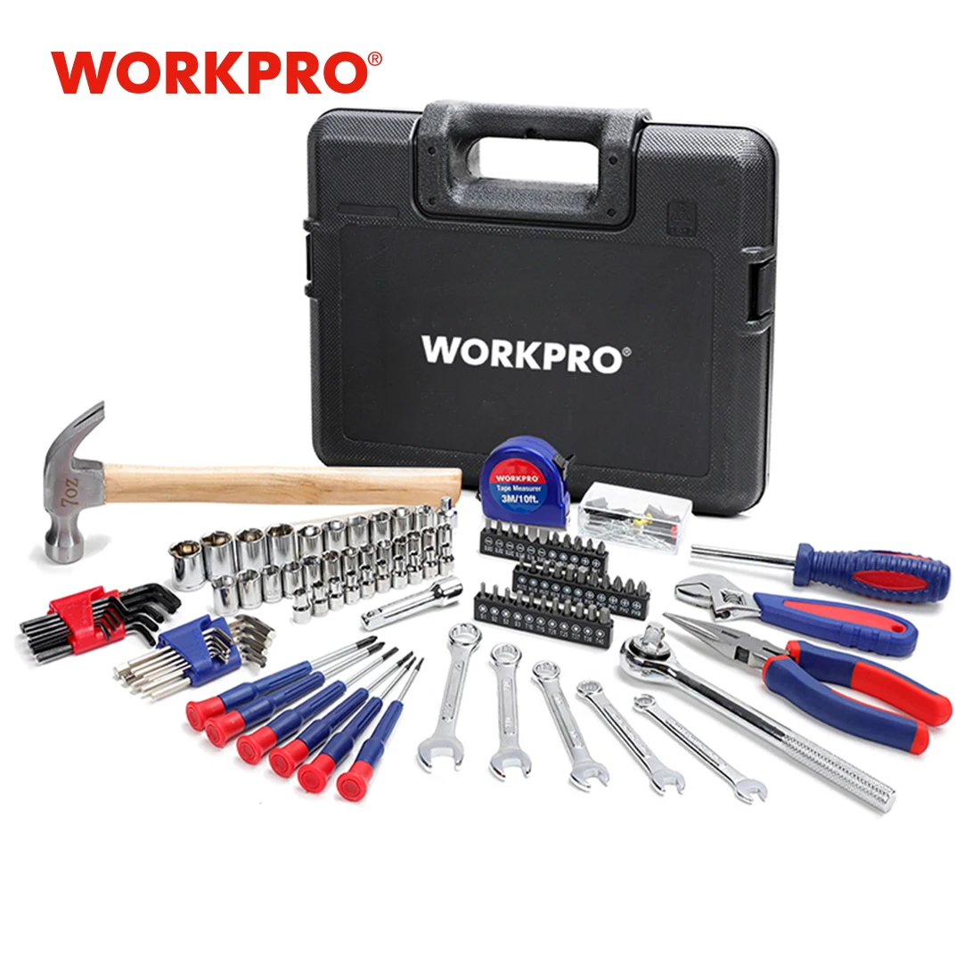 WORKPRO 165 шт. домашние Инструменты Набор бытовых инструментов гаечный ключ Отвертка