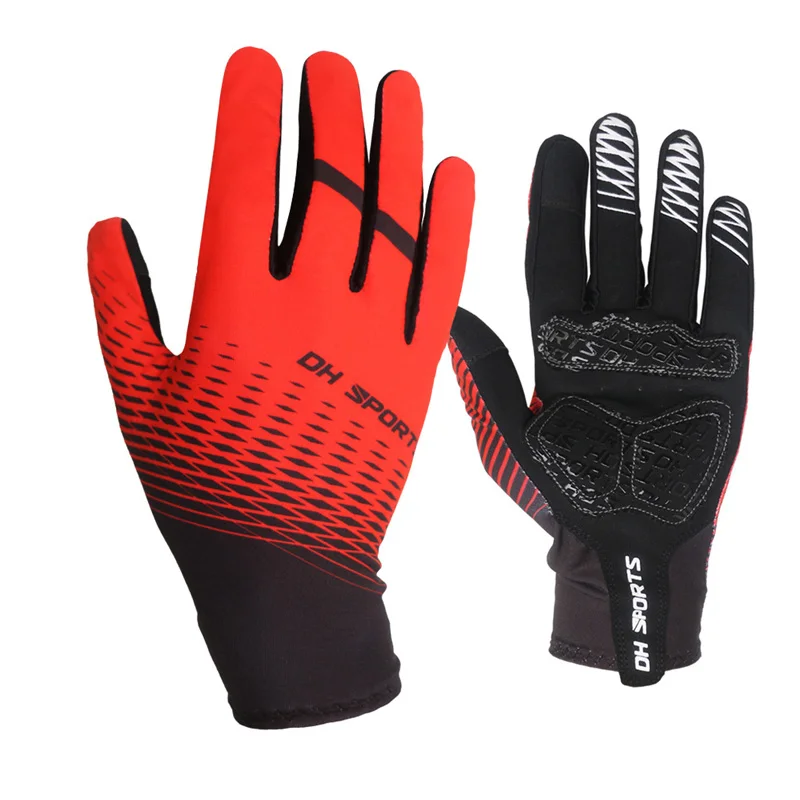 Red Gloves Новые велосипедные перчатки с полными пальцами с носками, спортивные противоударные противоскользящие MTB велосипедные перчатки с сенсорным экраном, мужские и женские велосипедные перчатки - Цвет: Red Gloves