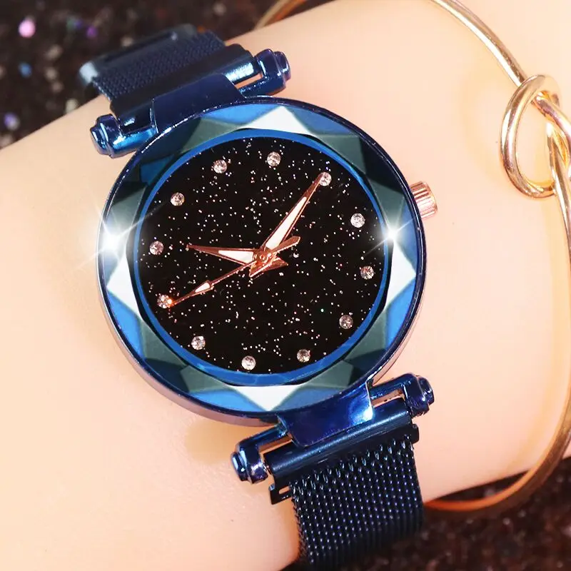 Часы наручные женские с сетчатым браслетом роскошные магнитной застежкой