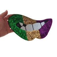 new arrival purple gold green sequined lips patch iron on mouth sticker for garment appliqued diy handmade hoodie backside badge