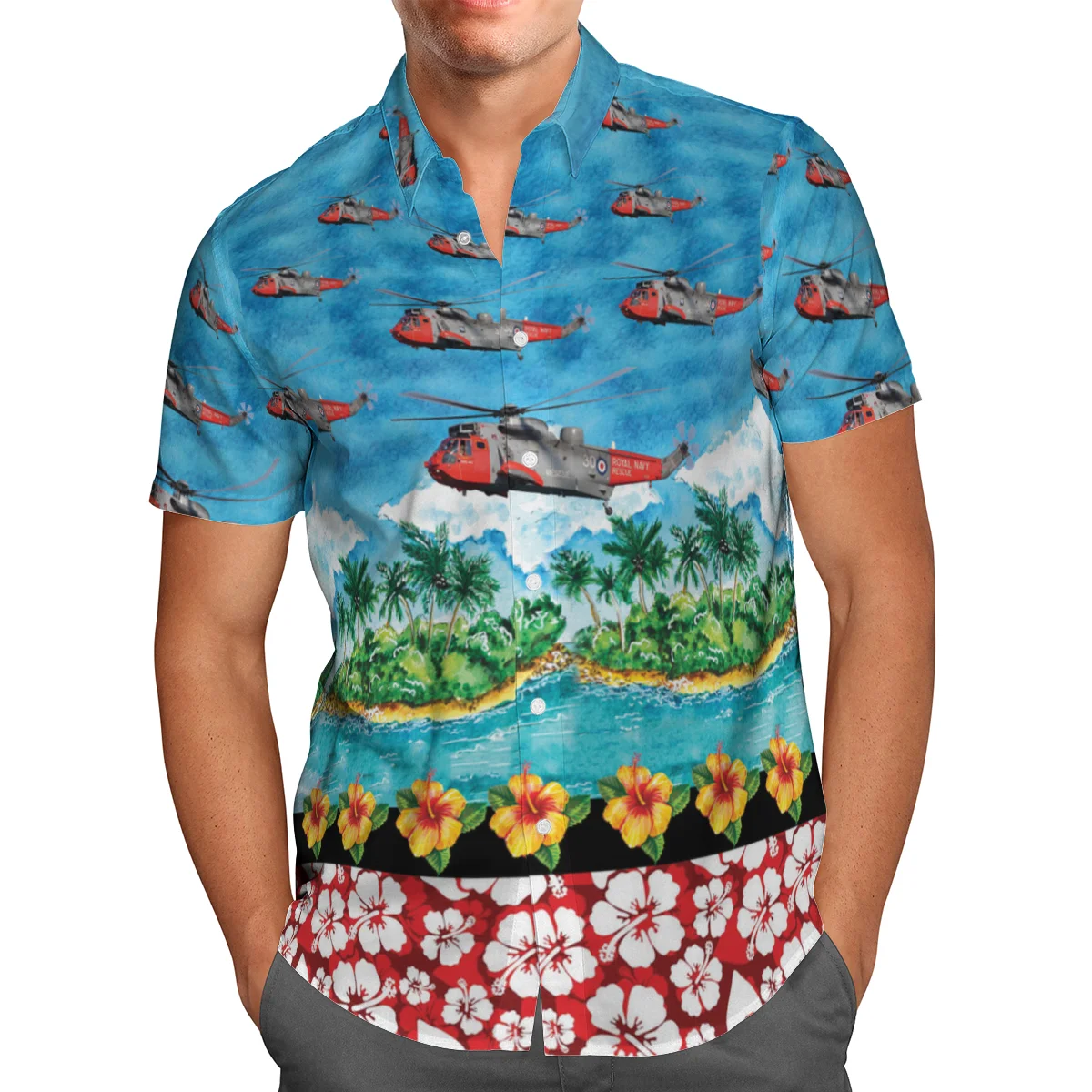 

Helicopter Print Short Sleeve Shirts For Men Loose Cardigan Button Shirt Plus Size Hawaiian Style Summer 2021 Ventilated Shirt17