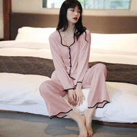 pajamas womens tops set night skirts sexy all match home wear bedroom two piece trousers long sleeves