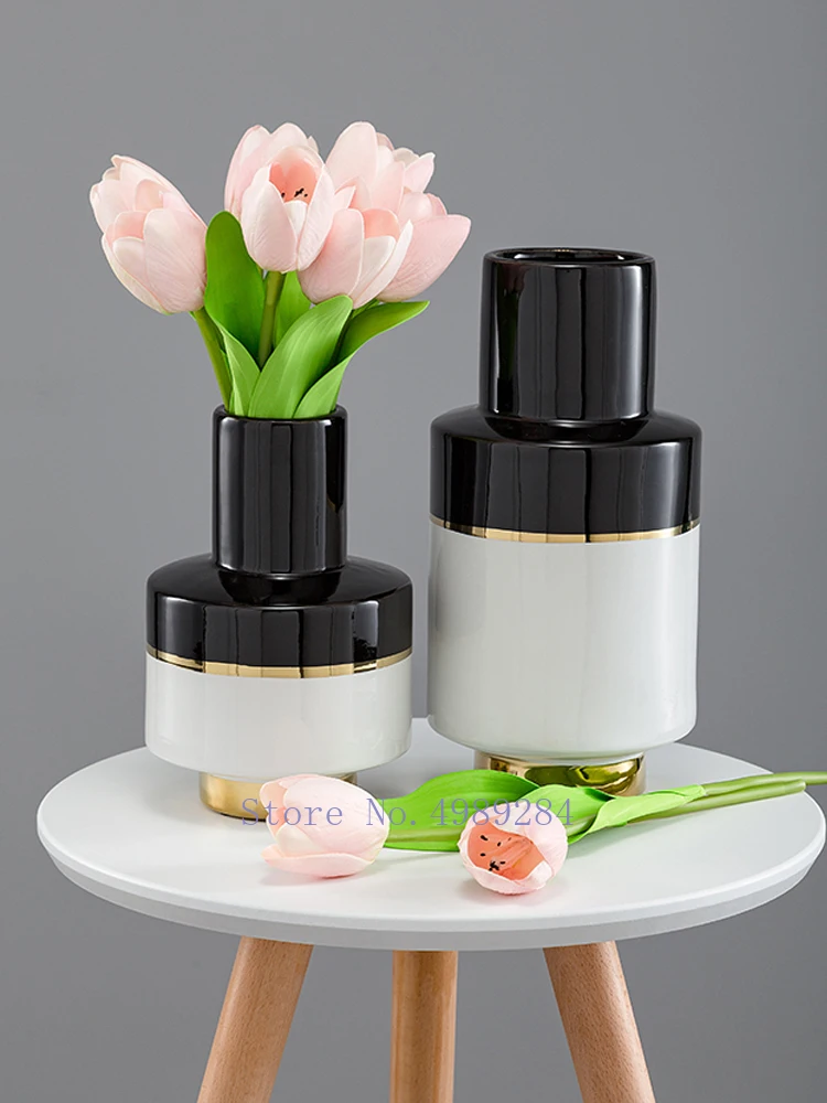 Скандинавский современный черный и белый керамика ваза для дома аксессуары