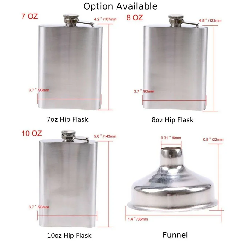 Набедренная фляжка для ликера из нержавеющей стали колба 1 унция 4 унции 5 унций 6 7