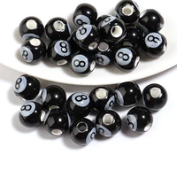 20pcs 81012mm round black number 8 ceramic beads for jewelry making diy loose spacer bead bracelet necklace accessories