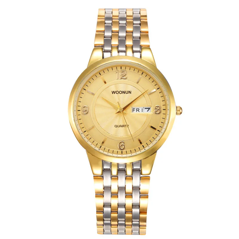 

Роскошные мужские часы из нержавеющей стали, кварцевые часы с датой, мужские часы, золотые мужские часы, relogio masculino, reloj hombre