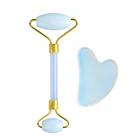 Светильник голубой нефрит роллер инструмент для массажа лица Натуральный опал гуаша камень красота лица против старения терапии для похудения