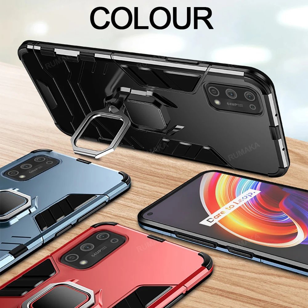 

shockproof case For Realme 7 5G X7 PRo case for Oppo Realme X7 V5 5G C15 C11 6 Q2 Pro MAgnetic Car Holder Kickstand Armor Case