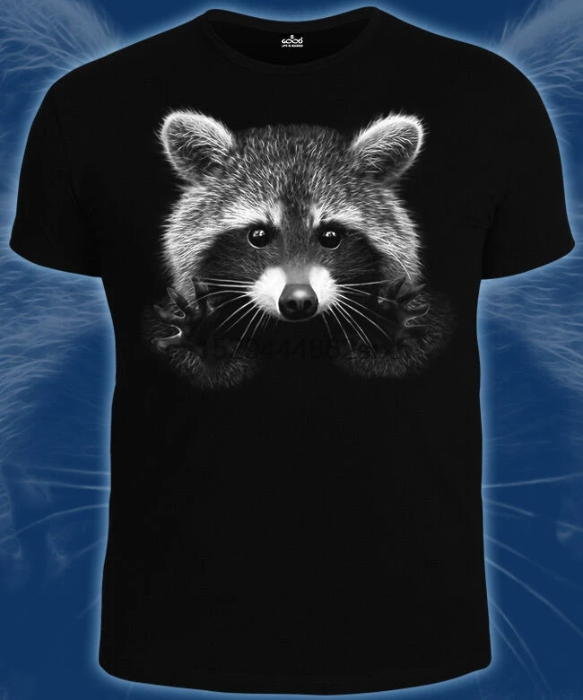 Эй! Хлопковая мужская футболка с рисунком енота яркая диких животных светящийся