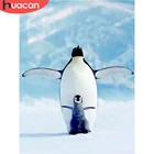 Алмазная мозаика HUACAN, полноразмернаякруглая вышивка с изображением пингвина, снега, наклейки на стену