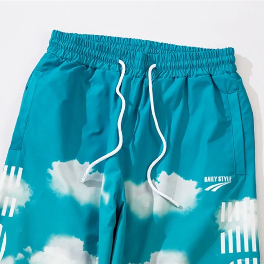 

Hip Hop Streetwear Pants Men Gradient Cloud Printed Baggy Joggers Sweatpants 2021 Spring Fashion Track Harajuku Harem Trousers
