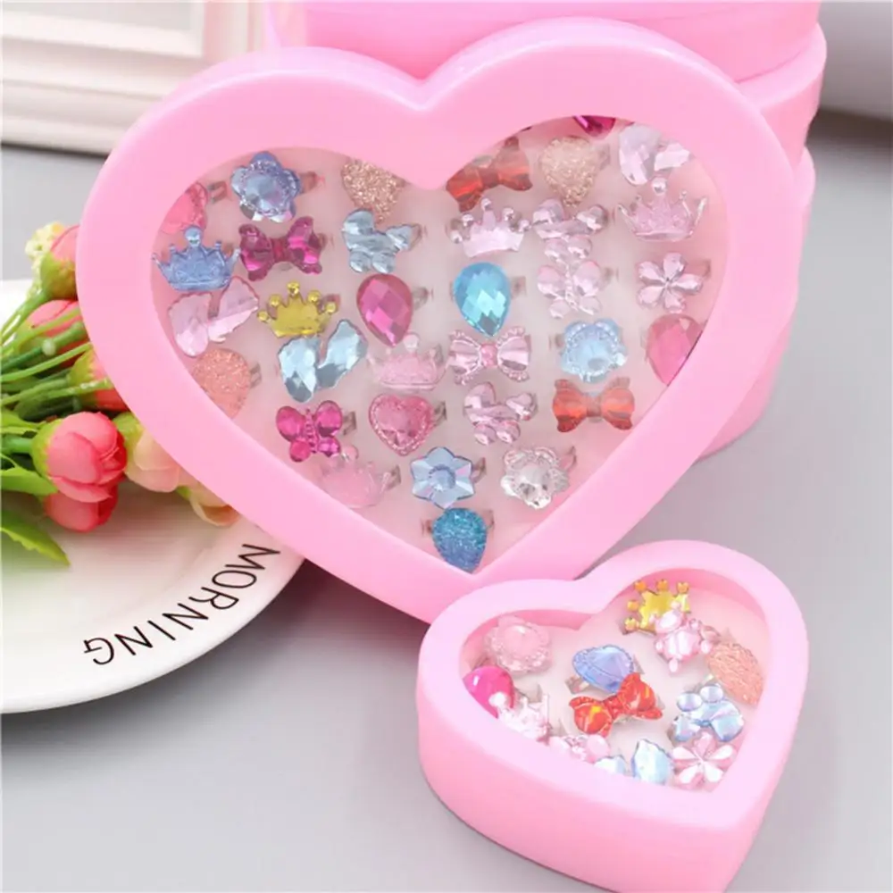 

Colorful Ring 24/36Pcs Girls Flower Butterfly Rhinestone Pretend Play Adjustable Rings Jewelry Birthday Gift