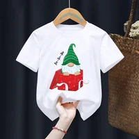 merry christmas cartoon print white t shirts children kawaii baby cute tops tee baby gilr boy present clothesdrop ship