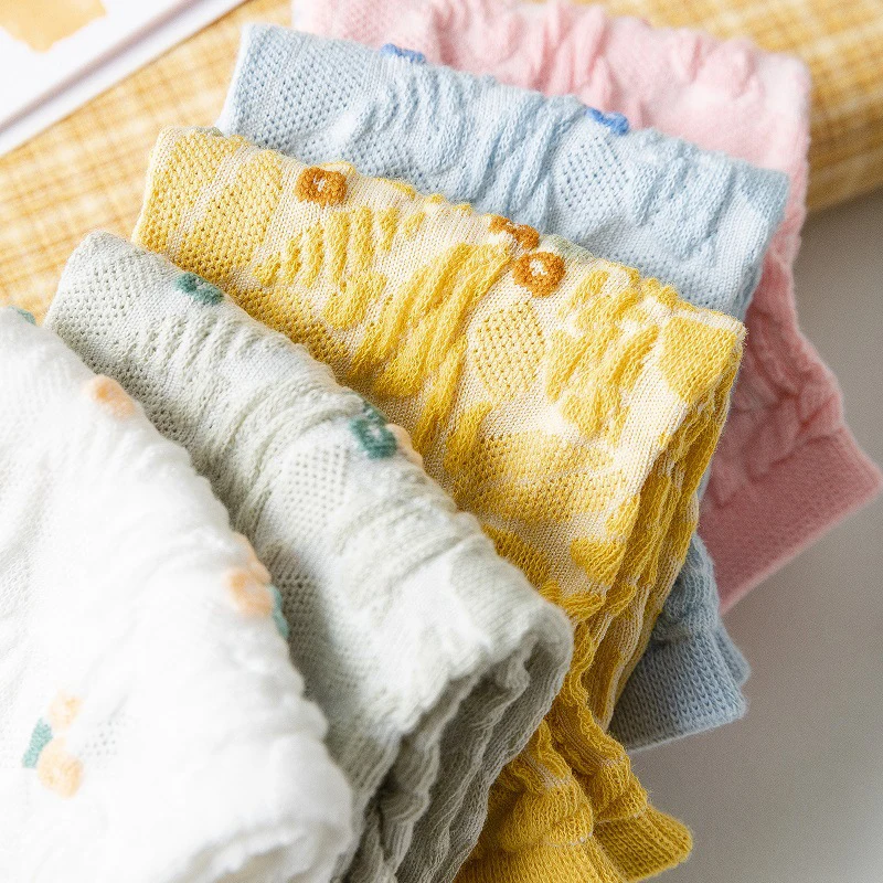 Женские носки женские хлопковые вязаные с цветочным узором модные милые в Ретро