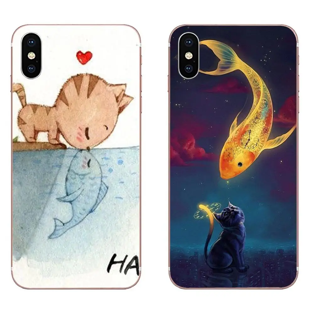 Абстрактная живопись цифровой с рисунком кота и рыбки Lover стильные для htc Desire 530 626