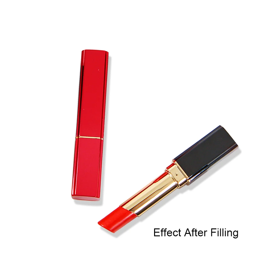 Оптовая продажа 11 1 мм 3g 3 5g красная квадратная пустая губная помада трубка